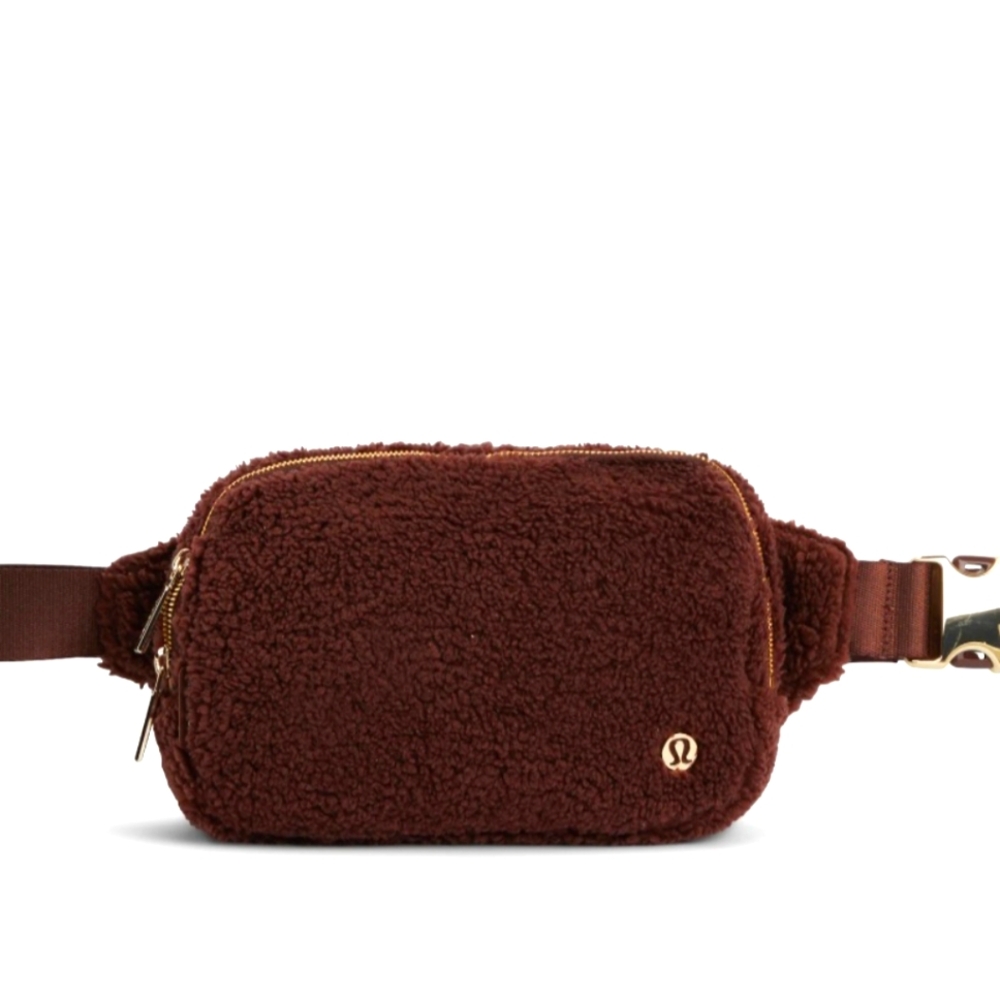 Lululemon Athletica Brown Fleece Fanny Pack Crossbody Bag Purse L2 Large - Picture 1 of 9